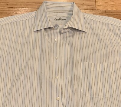 Ingram Cottonstir Blue Stripe Dress Shirt Size 42 Made in