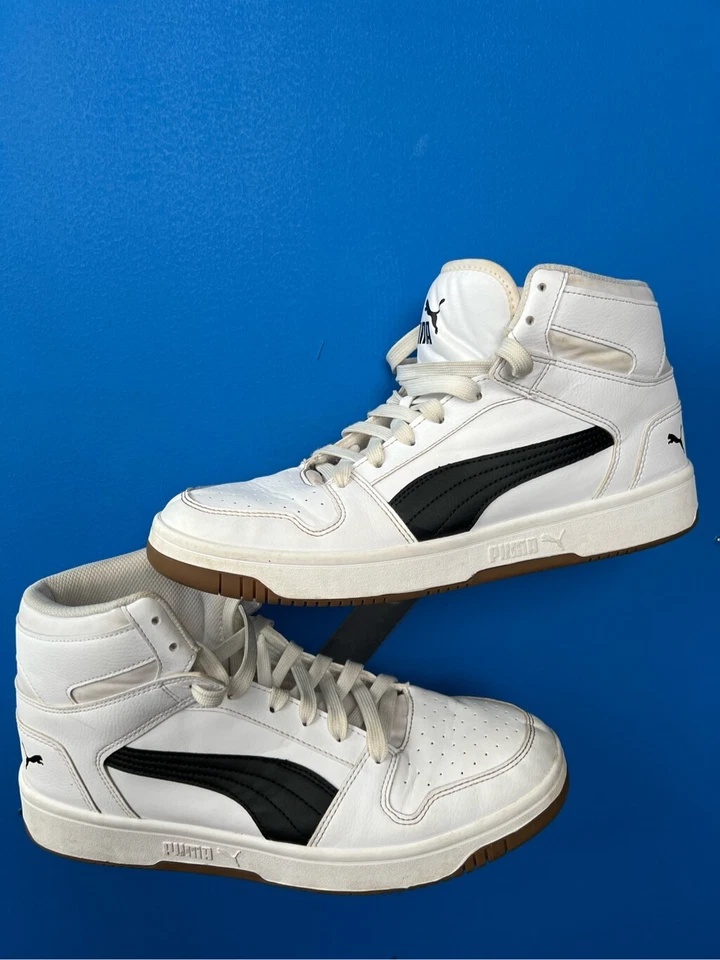 Men's Puma 369573-24 Rebound Layup High Top Sneakers White Black Size 11.5 - Image 3 of 4