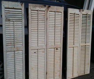 Lot 5 Wood Shutters Victorian Window Louver Plantation Door Mission Vintage 5 Ft