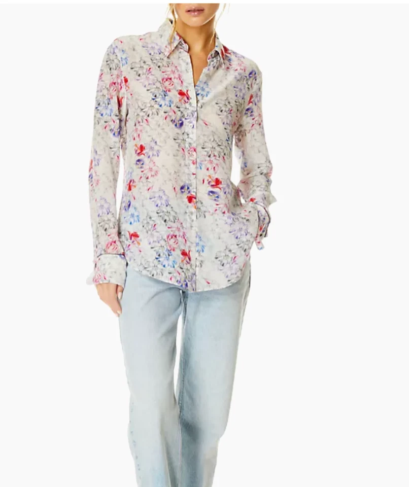 Robert Graham Gabriela Floral Button Up Blouse Small Romantic artsy watercolor - Image 3 of 4