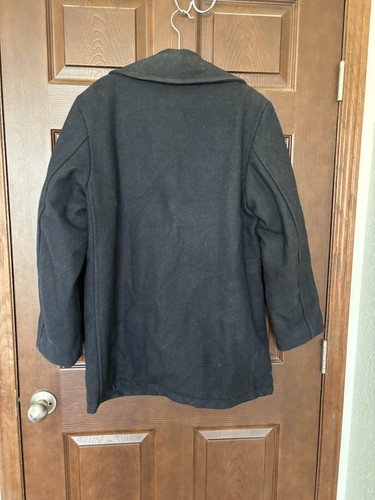 Vintage P Mantel Herren S schwarz Marine WW2 Wolle Militär - Bild 4 von 4