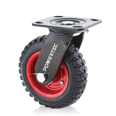 POWERTEC 6 Inch Caster Wheels Heavy Duty Swivel Plate Casters with Rubber Kno...