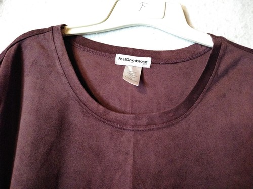 FeelGoodstore.com Women's 2X Plum Sueded Microfiber Pullover Short Sleeves NWOT - Picture 2 of 6