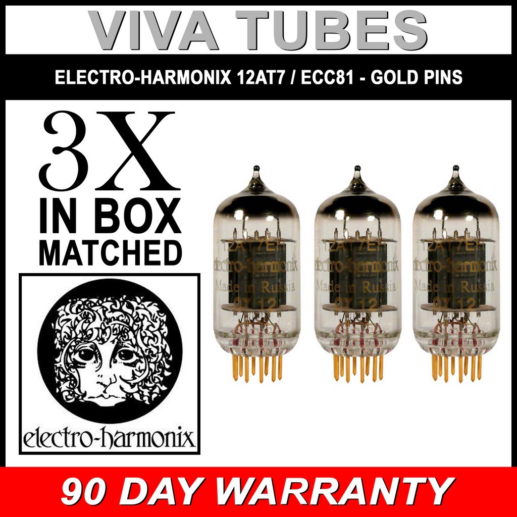 New Gain Matched Trio (3) ElectroHarmonix 12AT7 ECC81 Gold Pin Vacuum
