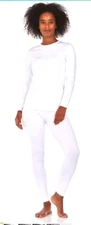 Thermajane 2pc Ultra-Soft Heat Thermal Base Layer Set White/Small NEW