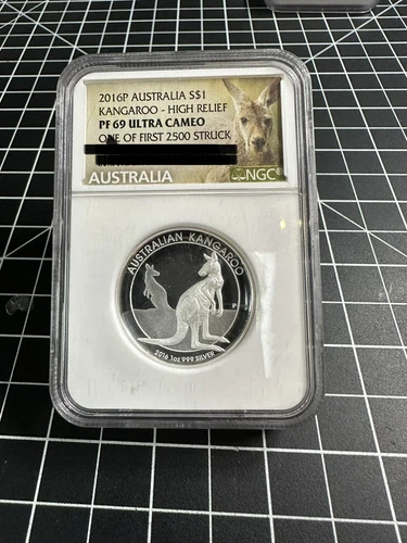 2016 NGC PF 69 UlT-Cam High Relief 1 of First/2500 Australia Kangaroo 1oz Silver