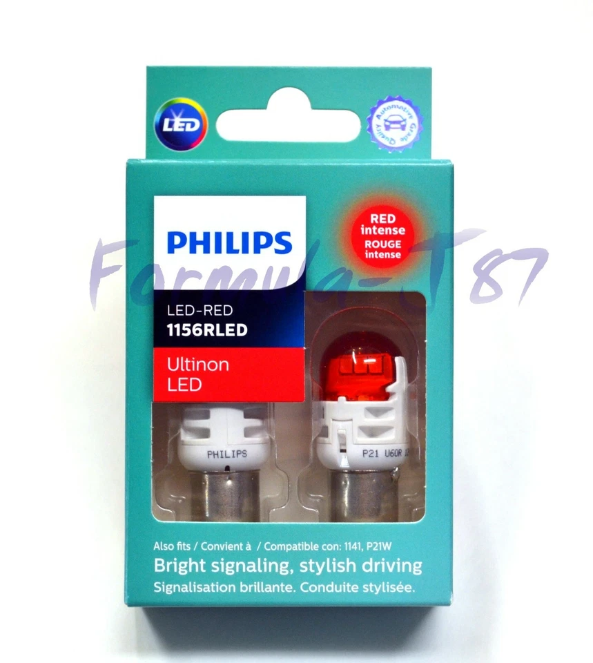 Philips Ultinon Luz LED 1156 Rojo Dos Bombillas Parada Freno Trasero Reemplazo Actualización OE Foto 3 de 4