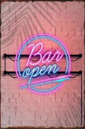 Neon Bar Open Decoration Metal Sign Tin Sign Tin Plates Wall Decor Room Decorati