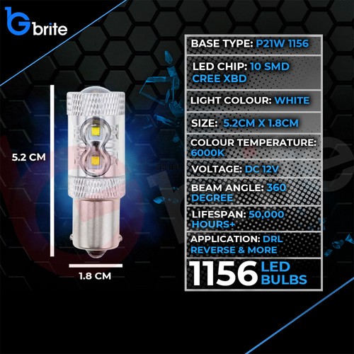 2 x 50w 1156 BA15S P21W Xenon LED SMD CANBUS DRL WHITE ERROR FREE REVERSE - Picture 2 of 5
