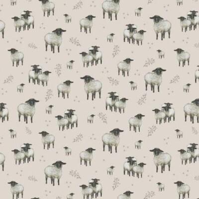 A Beautiful Day By Henry Glass - Beige Allover Sheep  #1093-44