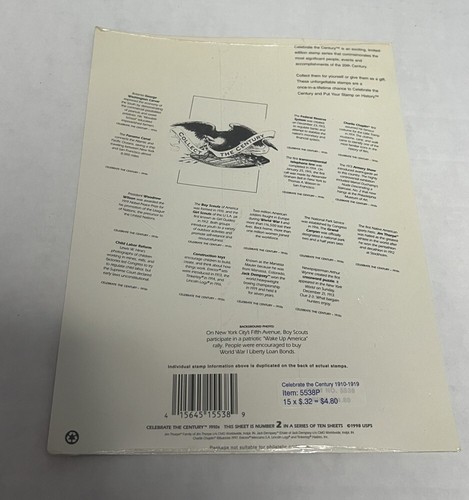 CELEBRATE THE CENTURY 1910S STAMP SHEET. Sealed, Original Packaging. - Picture 2 of 2