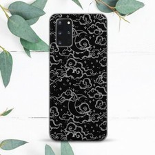Moon Stars Clouds Aesthetic Black Case For Samsung Note 10 20 S21 S22 S23 S24 FE