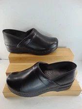 DANSKO (PROFESSIONAL) BLACK LEATHER Clogs Womens Size 38 M $165.00 MSRP