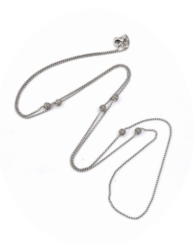 Long Diamond Ball Station Necklace 36 