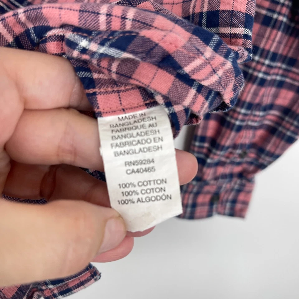 Children's Place Boys Collared Shirt Size 7.8 Plaid Check Long Sleeve Pink - Image 3 of 4