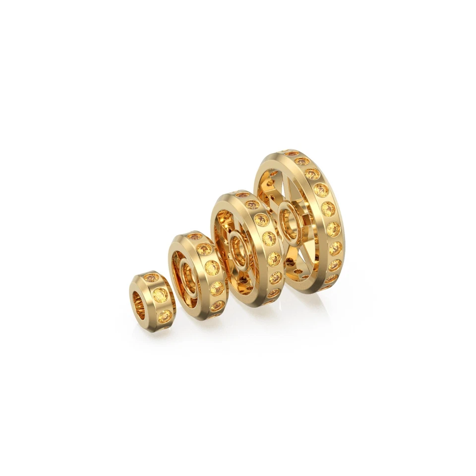 Real Golden Citrine 18k Solid Gold Eternity Rondelle Wheel Spacer Handmade Beads - Image 3 of 4