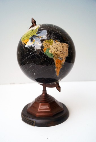 Black World Globe Map Vintage Style Decor Earth Oceans for School Education - Picture 5 of 7