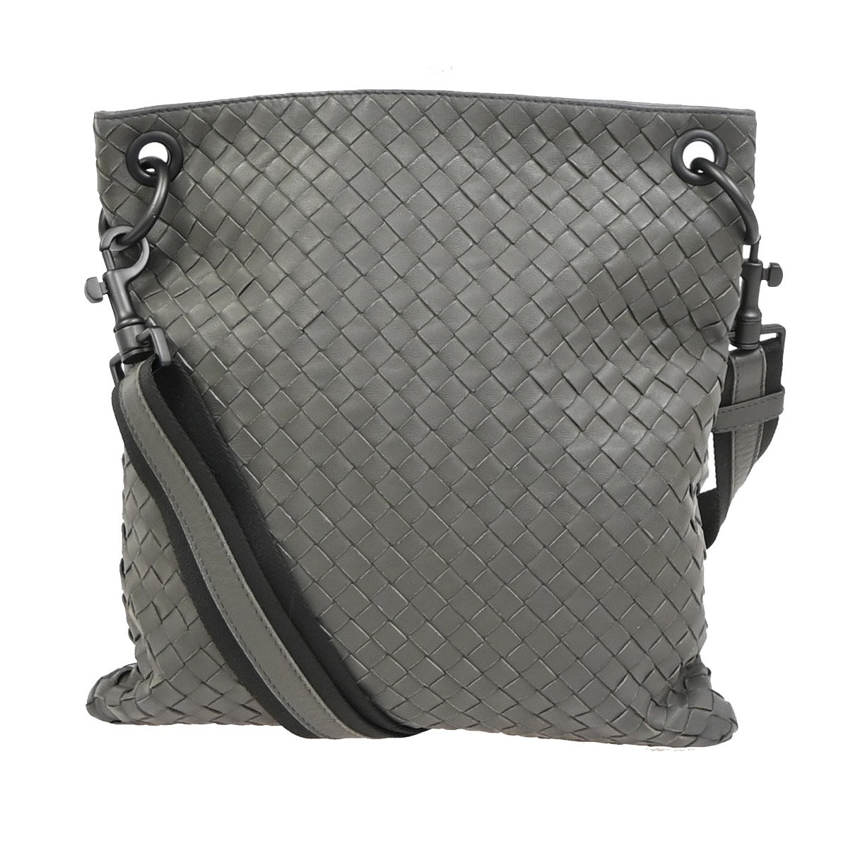 バッグ BOTTEGA VENETA INTRECCIATO LEATHER BAG BOTTEGA VENETA Logo Intrecciato Shoulder Bag Leather Black Grey