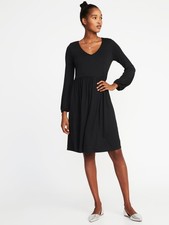 Old Navy Black V-neck Jersey Dress #144887 NWT! S Small