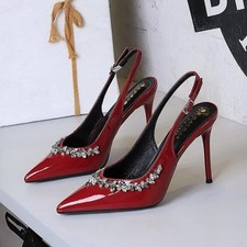 Decolte Rosse Vernice Gioiello Tacco 10 Cm Sexy Moda Elegante Notte CF46322