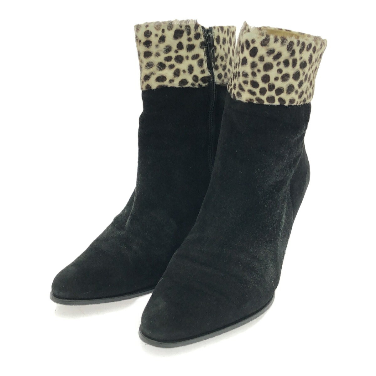 Saint Laurent Short Boots Shoes EU 37 US 7 Black Leopard Authentic thumbnail 10