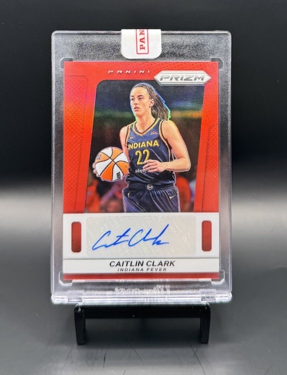 Caitlin Clark 2025 Prizm Throwback Signatures Auto Red /99 TB-CC Fever WNBA SSP view 2