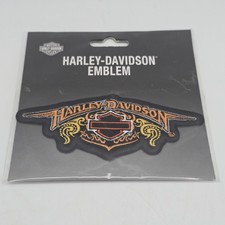 Harley Davidson Embroidered Emblem Cloth Patch Shield Wings, Tattoo Scroll Work