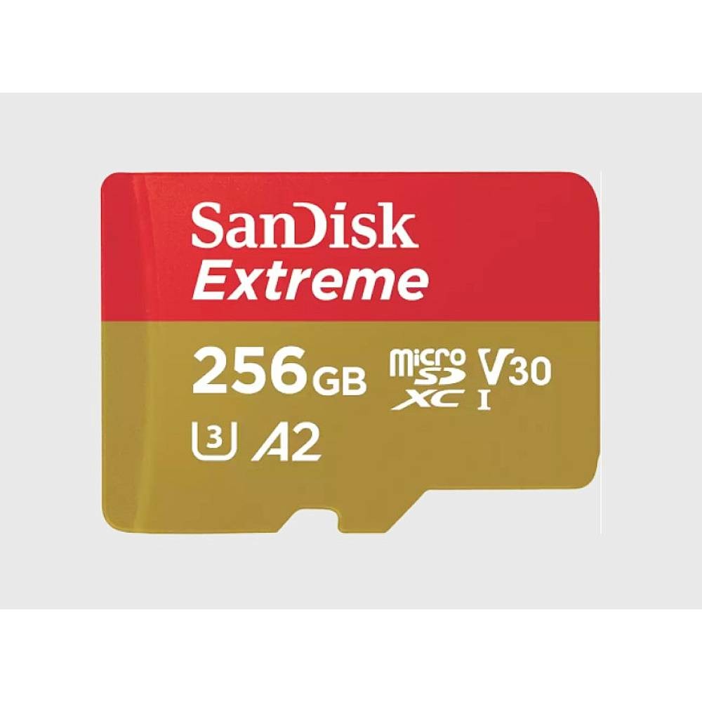 Carte microSDXC SanDisk Extreme v30 avec vitesse Class 10 pour un flux vidéo fluide en 256 GB
