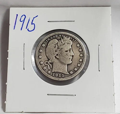 1915 US Barber Silver Quarter