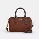 Coach Mini Rowan Crossbody Bag CCF29 Suede Smooth Leather Vintage Brown Outlet