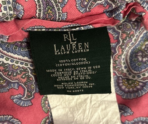RALPH LAUREN Studio Paisley Full / Queen Comforter 100% Cotton Reversible Azalea - Picture 5 of 7