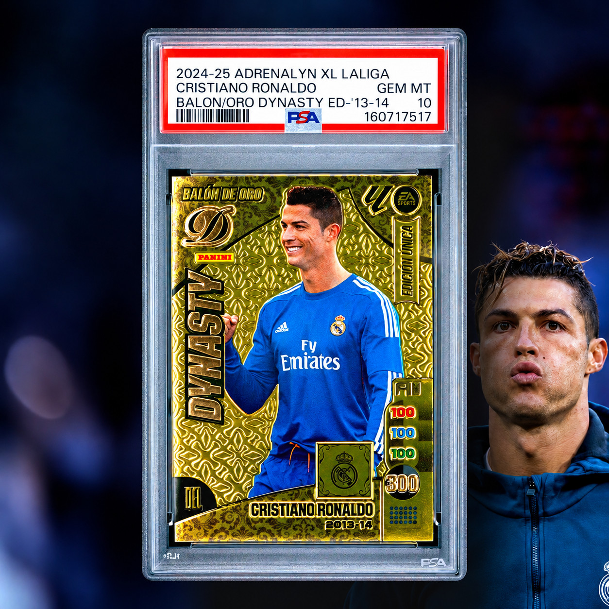 CRISTIANO RONALDO BALON DE ORO DYNASTY 2013-14 ADRENALYN XL LALIGA 24-25 PSA 10