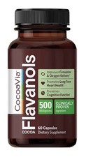 CocoaVia Cocoa Flavanols 500mg Heart Brain Cognitive Circulation Support 60 Caps