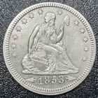 1853-P Seated Liberty Silver Quarter with Arrows and Rays