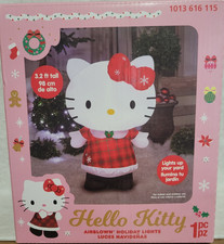 Gemmy Hello Kitty in Plaid Christmas Dress 3.2 Ft Inflatable New