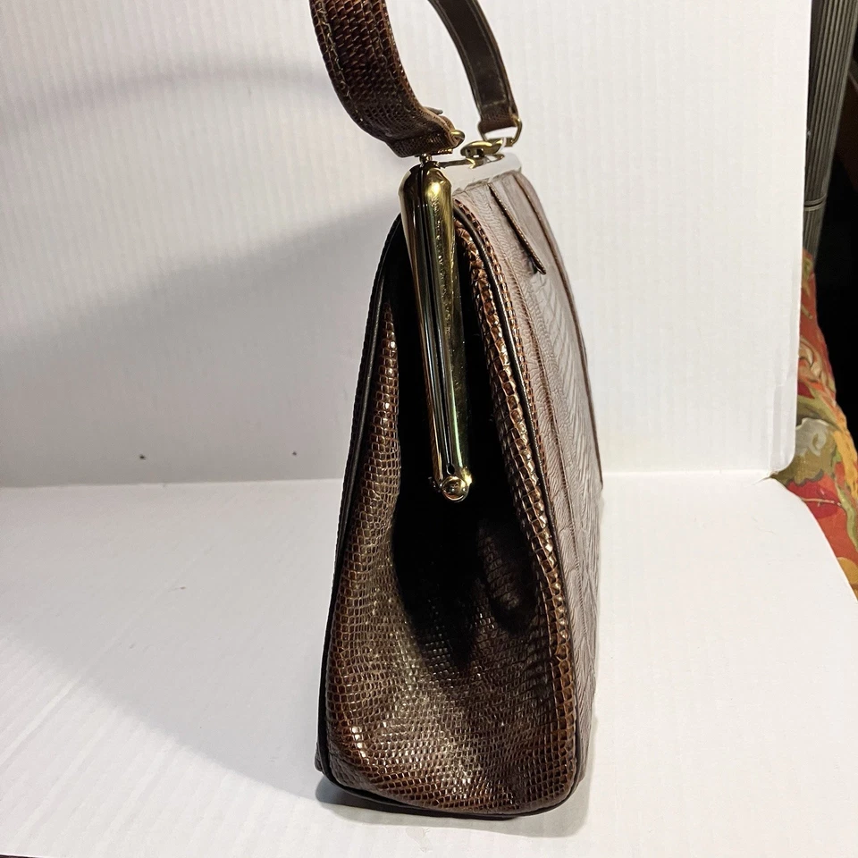 Cartera de mano de cuero de cocodrilo marca Sterling de colección excelente estado Foto 3 de 4