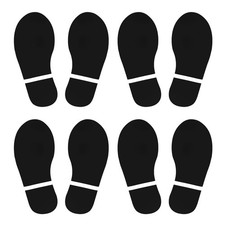 4 Pairs 7.9x3.3" Footprints Floor Stickers Floor Wall Stairs Decal Black