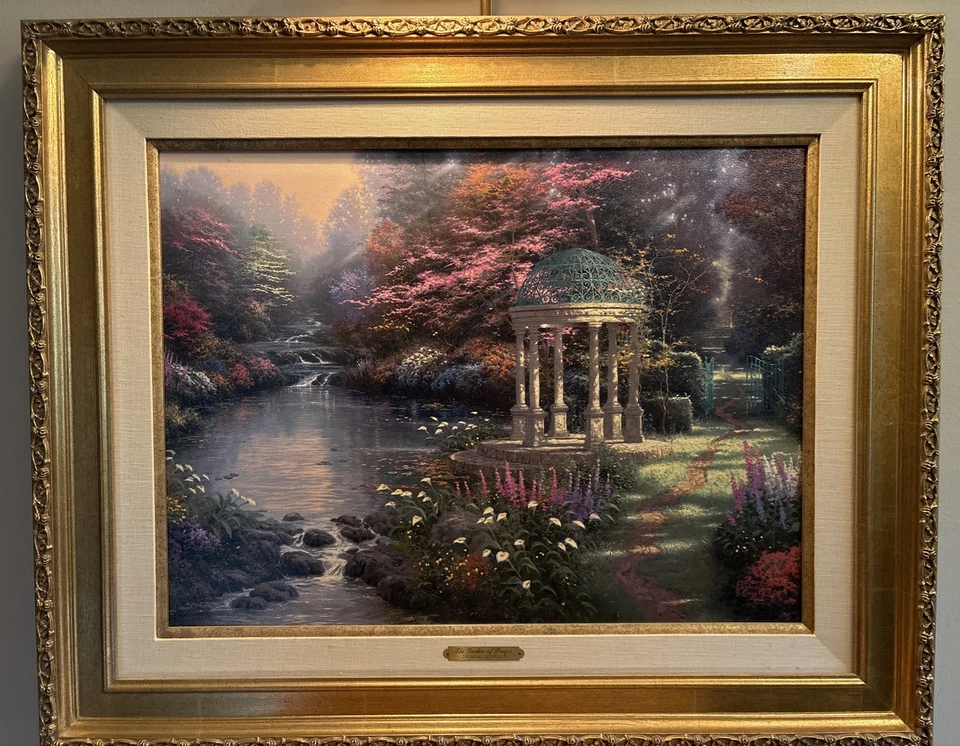 Thomas Kinkade The Garden of Prayer 1654/4950 S/N óleo sobre tela 18x24 - Imagem 2 de 4