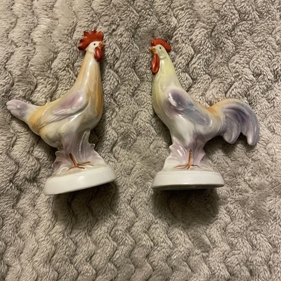 Vintage Hahn und Henne Glanz Porzellan Vogel Figuren Hahn gemarkt Ausland