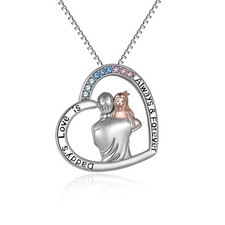 AOBOCO Father Daughter Necklace 925 Sterling Silver Daughter Necklace from Da...