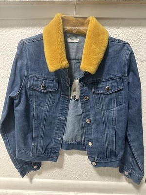 Samantha Sipos Babe Denim Jacket Jean Cotton Blue/Yellow Size Medium