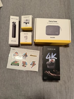Insta360 GO 3S 128GB 4K Black Action Camera + Accessory Bundle - All New Sealed