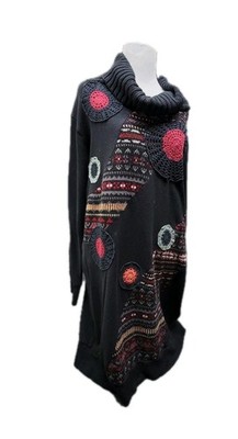 Y2K  Block Crochet Linea Domani Vintage   Sweater Dress Sz XL Chunky Knit  Layer