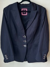Basler Navy Blue Blazer Pink Stitching Designer Equestrian Preppy Quiet Luxury