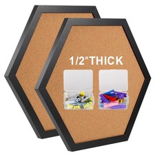 Cork Bulletin Board For Walls 1/2" Thick Hexagon Pin Board For Walls With Frame