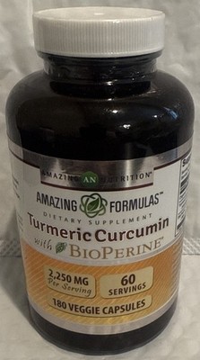Formulas Turmeric Curcumin BioPerine 1500 Mg Serving Veggie Capsules 180 12/2027