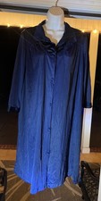 Vintage Vanity Fair Blue Nylon Button Front Robe Housecoat Size Medium