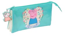 PEPPA PIG PRETTY FLOWERS   Triple Pencil Case, Children's Pencil Case, Ideal for