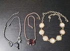 Lot Of 3 Vintage Costume Jewelry Necklaces 18 Inch Gold & Silver Tone