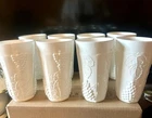 Set of 8 PRISTINE VTG Indiana Colony HARVEST GRAPE White Milk Glass Tumblers 6"